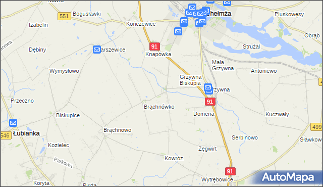 mapa Browina gmina Chełmża, Browina gmina Chełmża na mapie Targeo