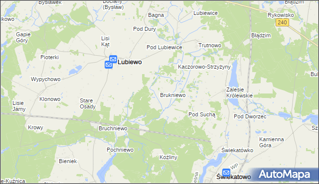 mapa Brukniewo, Brukniewo na mapie Targeo