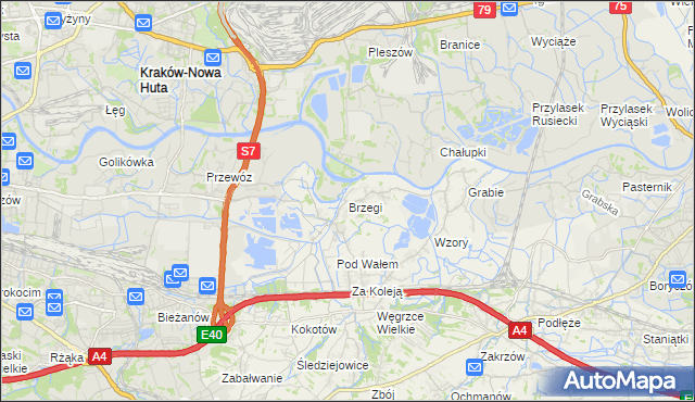 mapa Brzegi gmina Wieliczka, Brzegi gmina Wieliczka na mapie Targeo