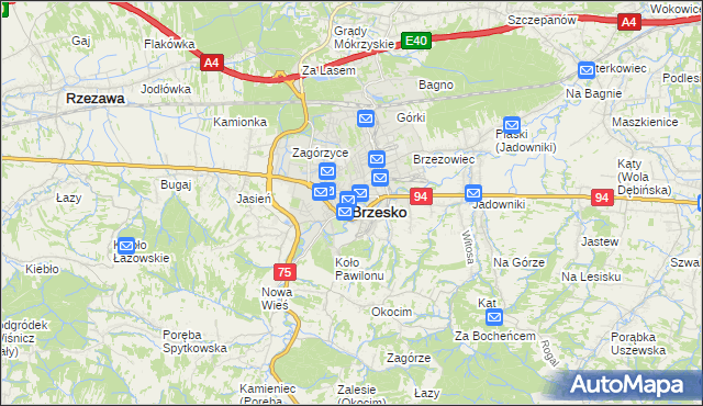 mapa Brzesko, Brzesko na mapie Targeo
