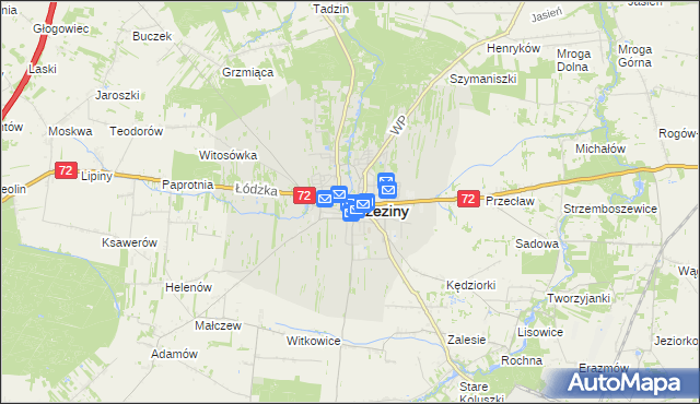 mapa Brzeziny, Brzeziny na mapie Targeo