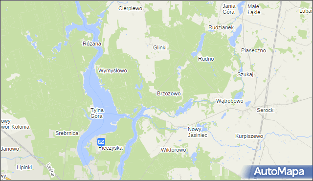 mapa Brzozowo gmina Koronowo, Brzozowo gmina Koronowo na mapie Targeo