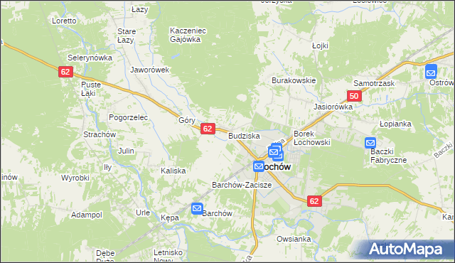 mapa Budziska gmina Łochów, Budziska gmina Łochów na mapie Targeo