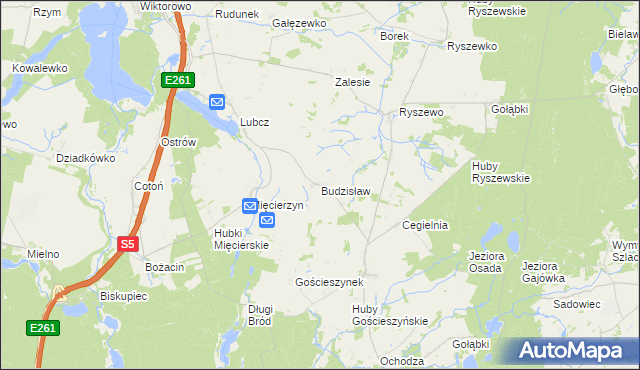 mapa Budzisław gmina Rogowo, Budzisław gmina Rogowo na mapie Targeo