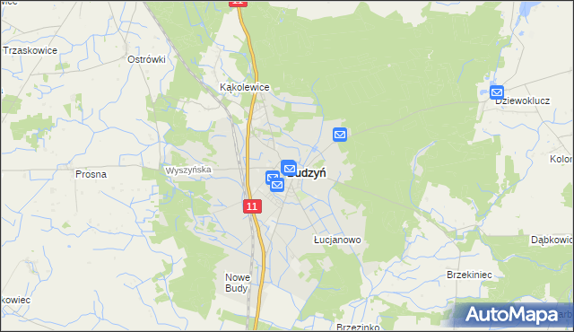 mapa Budzyń powiat chodzieski, Budzyń powiat chodzieski na mapie Targeo