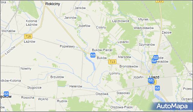 mapa Buków gmina Ujazd, Buków gmina Ujazd na mapie Targeo