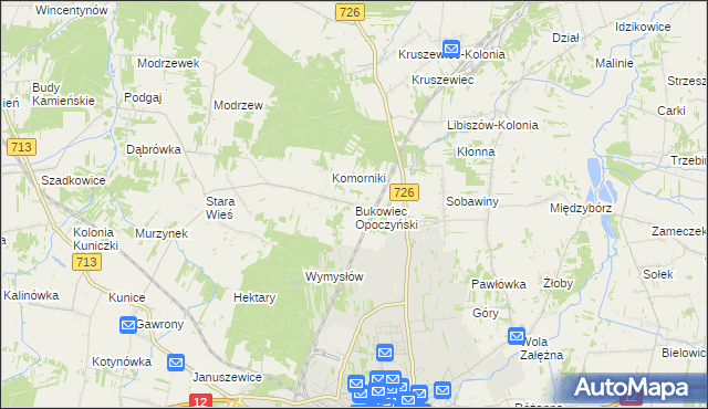 mapa Bukowiec Opoczyński, Bukowiec Opoczyński na mapie Targeo