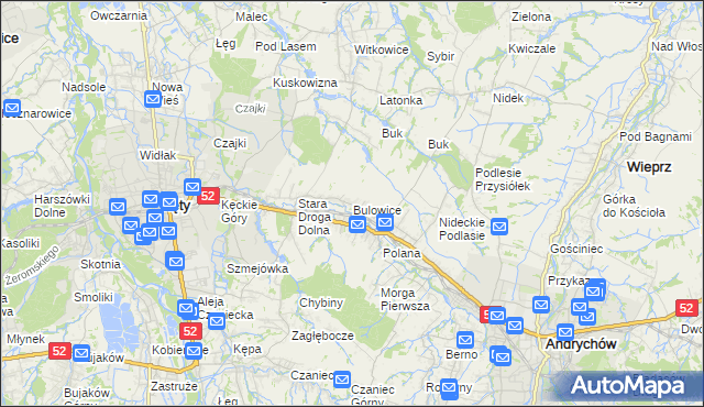mapa Bulowice, Bulowice na mapie Targeo