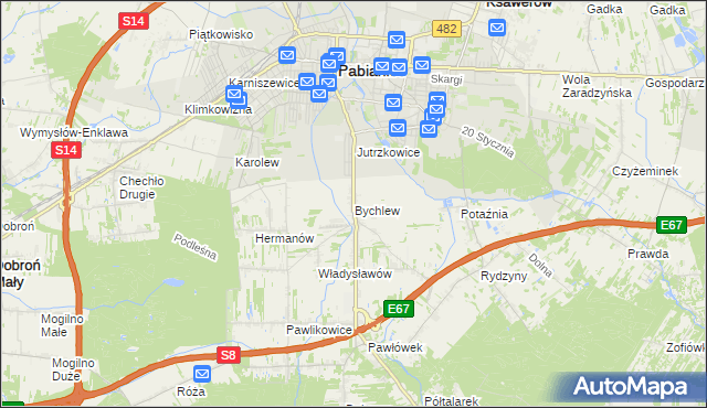 mapa Bychlew, Bychlew na mapie Targeo