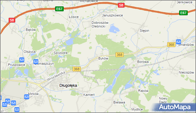 mapa Byków, Byków na mapie Targeo