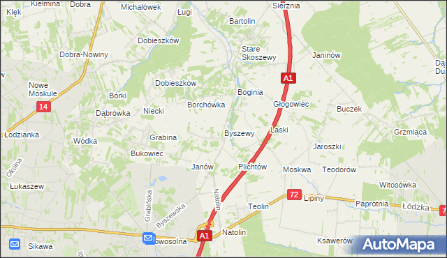 mapa Byszewy, Byszewy na mapie Targeo