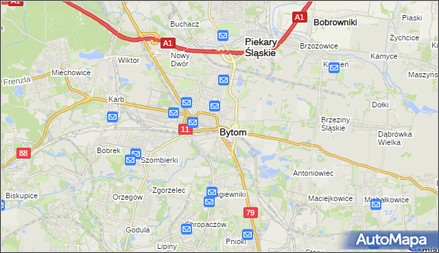 mapa Bytomia, Bytom na mapie Targeo