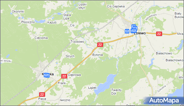 mapa Bytonia, Bytonia na mapie Targeo