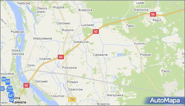 mapa Całowanie, Całowanie na mapie Targeo