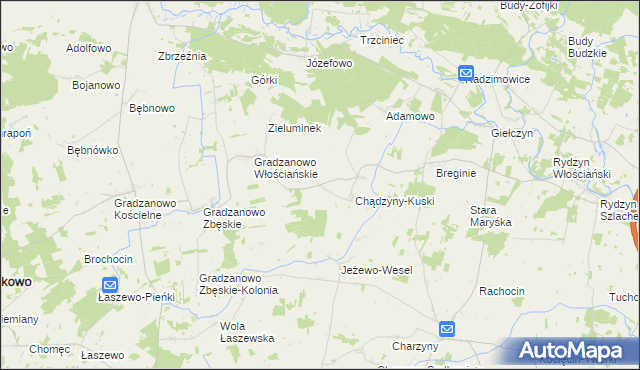 mapa Chądzyny-Krusze, Chądzyny-Krusze na mapie Targeo