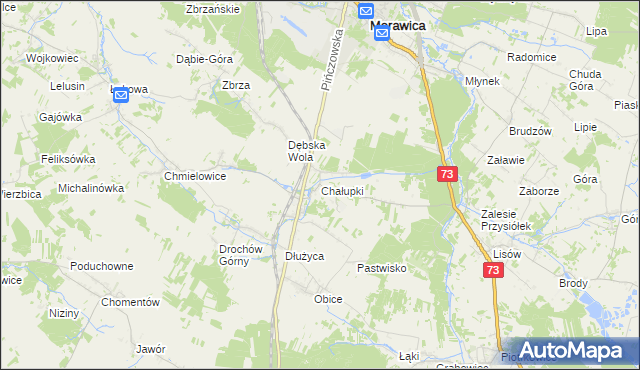 mapa Chałupki gmina Morawica, Chałupki gmina Morawica na mapie Targeo