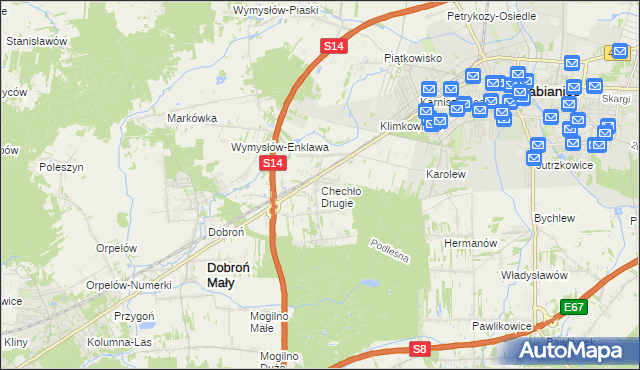mapa Chechło Drugie, Chechło Drugie na mapie Targeo