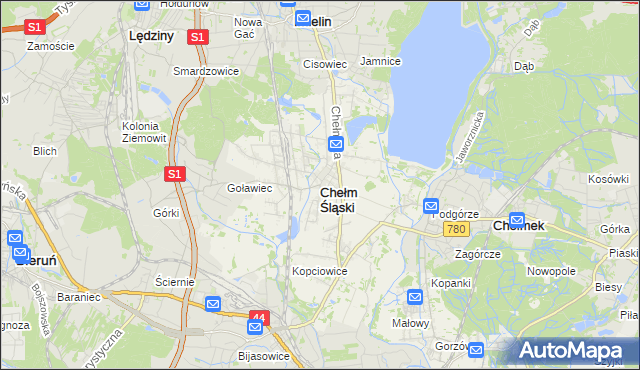 mapa Chełm Śląski, Chełm Śląski na mapie Targeo
