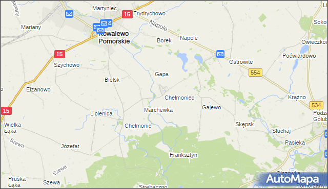 mapa Chełmoniec, Chełmoniec na mapie Targeo