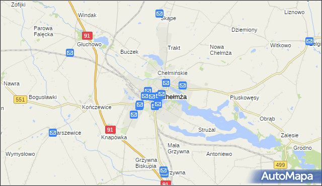 mapa Chełmża, Chełmża na mapie Targeo