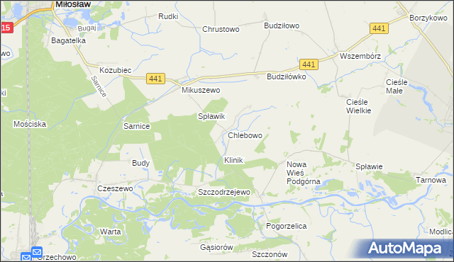 mapa Chlebowo gmina Miłosław, Chlebowo gmina Miłosław na mapie Targeo