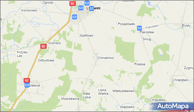 mapa Chmielinko, Chmielinko na mapie Targeo