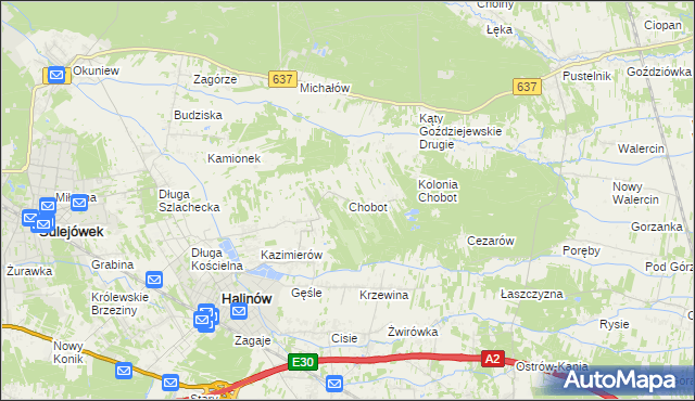 mapa Chobot gmina Halinów, Chobot gmina Halinów na mapie Targeo