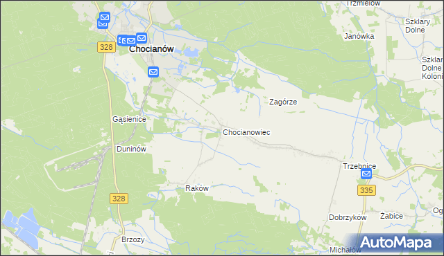 mapa Chocianowiec, Chocianowiec na mapie Targeo