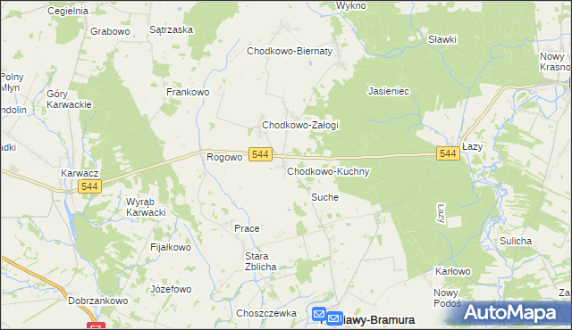 mapa Chodkowo-Kuchny, Chodkowo-Kuchny na mapie Targeo