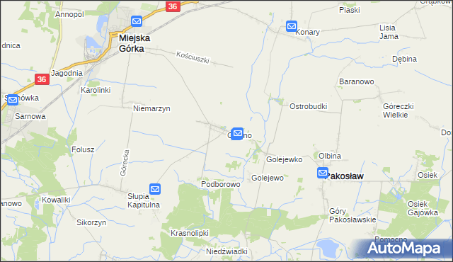 mapa Chojno gmina Pakosław, Chojno gmina Pakosław na mapie Targeo
