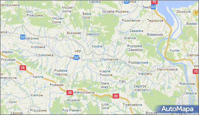 mapa Chomranice, Chomranice na mapie Targeo