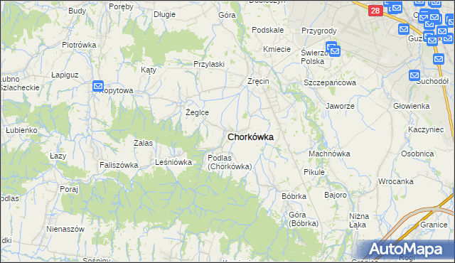mapa Chorkówka, Chorkówka na mapie Targeo