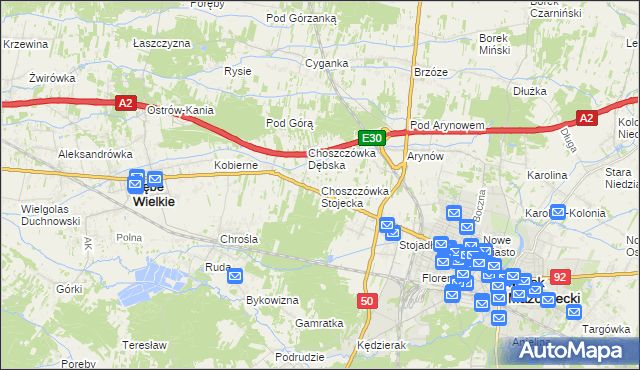 mapa Choszczówka Stojecka, Choszczówka Stojecka na mapie Targeo
