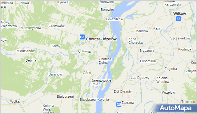 mapa Chotcza Dolna, Chotcza Dolna na mapie Targeo
