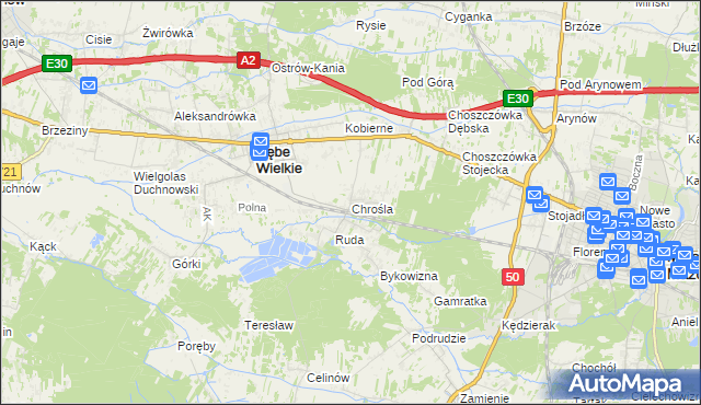 mapa Chrośla, Chrośla na mapie Targeo