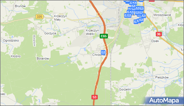 mapa Chróstnik, Chróstnik na mapie Targeo