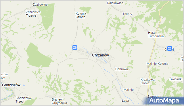 mapa Chrzanów powiat janowski, Chrzanów powiat janowski na mapie Targeo