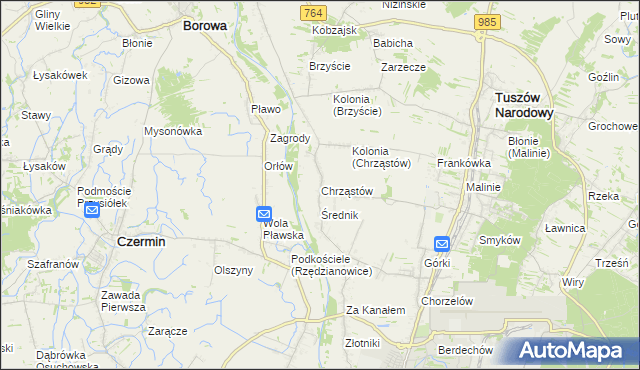 mapa Chrząstów gmina Mielec, Chrząstów gmina Mielec na mapie Targeo