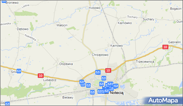 mapa Chrząstowo gmina Nakło nad Notecią, Chrząstowo gmina Nakło nad Notecią na mapie Targeo