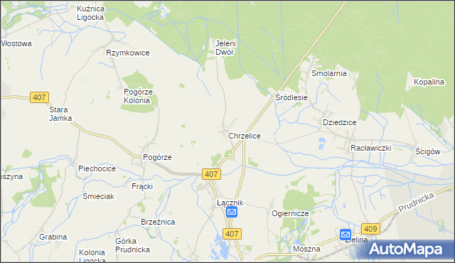 mapa Chrzelice, Chrzelice na mapie Targeo