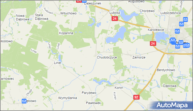 mapa Chudobczyce, Chudobczyce na mapie Targeo