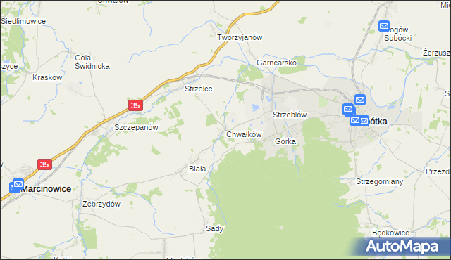 mapa Chwałków, Chwałków na mapie Targeo