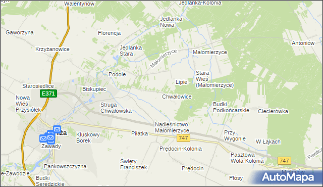 mapa Chwałowice gmina Iłża, Chwałowice gmina Iłża na mapie Targeo