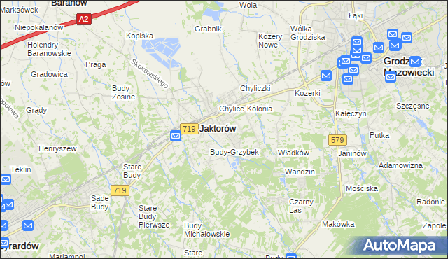 mapa Chylice gmina Jaktorów, Chylice gmina Jaktorów na mapie Targeo