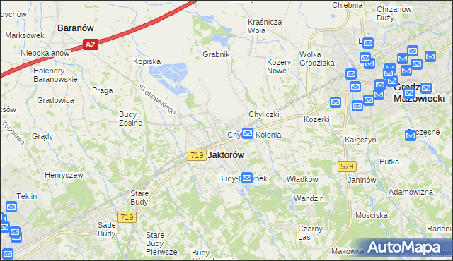 mapa Chylice-Kolonia, Chylice-Kolonia na mapie Targeo