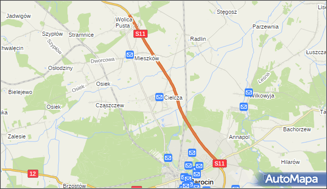 mapa Cielcza, Cielcza na mapie Targeo