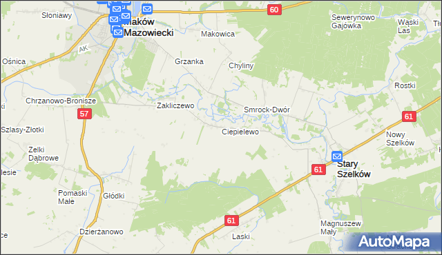 mapa Ciepielewo, Ciepielewo na mapie Targeo
