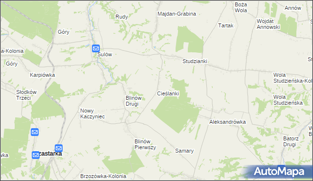 mapa Cieślanki, Cieślanki na mapie Targeo