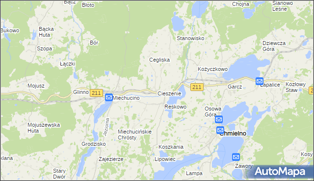 mapa Cieszenie, Cieszenie na mapie Targeo