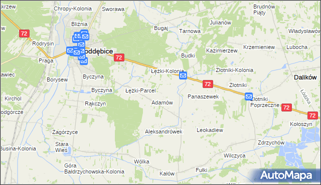 mapa Ciężków gmina Poddębice, Ciężków gmina Poddębice na mapie Targeo